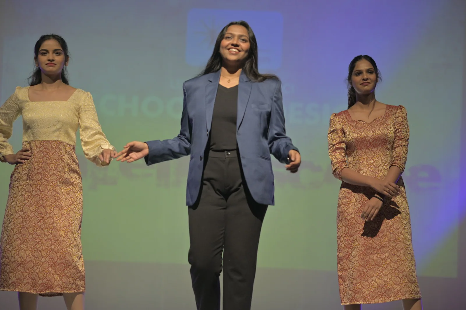 Janhavi Vivek Rampalliwar with models wearing contemporary Himroo collection looks